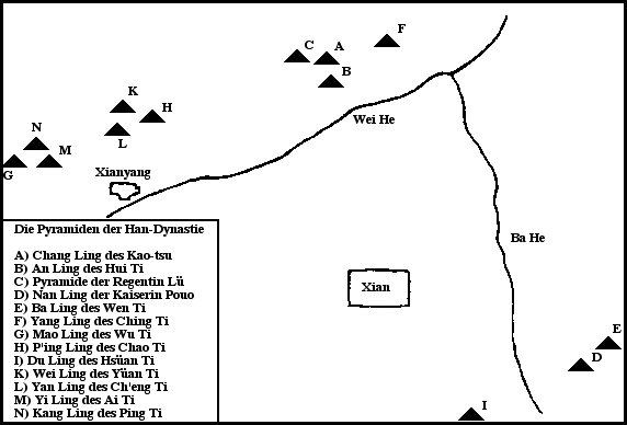 Lageskizze: Die Pyramiden der Han-Dynastie